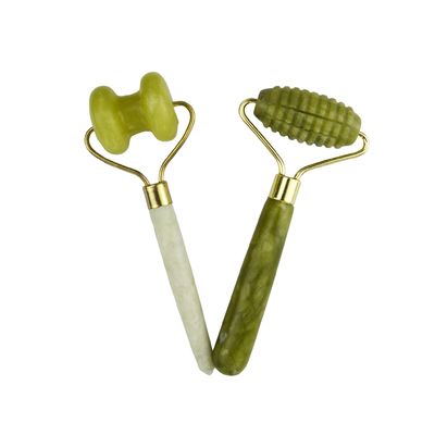 Gezichtsmassage Xiuyan Jade Dubbelkop Natuurlijke Gezichts Beauty Massage Tool Jade Roller Gezichts Thin Massage Relaxation Tool