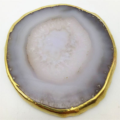 Regionaal kenmerk Agate Coaster Grijze plakjes Gepolijst Kristal Natuurlijke edelsteen Bloempot Gravure Volkskunst Hout Hout Hout