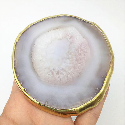 Regionaal kenmerk Agate Coaster Grijze plakjes Gepolijst Kristal Natuurlijke edelsteen Bloempot Gravure Volkskunst Hout Hout Hout