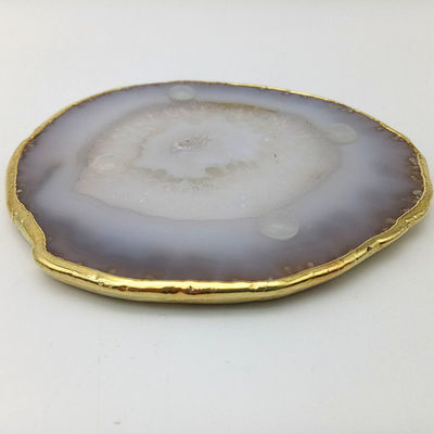 Regionaal kenmerk Agate Coaster Grijze plakjes Gepolijst Kristal Natuurlijke edelsteen Bloempot Gravure Volkskunst Hout Hout Hout