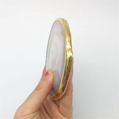 Regionaal kenmerk Agate Coaster Grijze plakjes Gepolijst Kristal Natuurlijke edelsteen Bloempot Gravure Volkskunst Hout Hout Hout