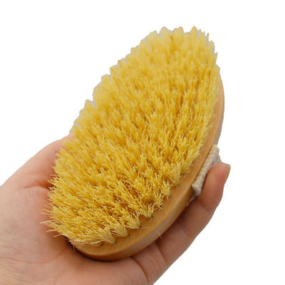 Sisal Bristle Drooglichaamborstel voor het exfoliëren van cellulitis en het masseren van droge huid in houten kleur