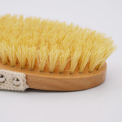 Sisal Bristle Drooglichaamborstel voor het exfoliëren van cellulitis en het masseren van droge huid in houten kleur
