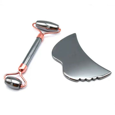 Huidverzorgingsmiddelen Energie Steen Guasha Massager voor Gezicht Ogen Nek Vinger 5,5 * 14 cm Zilveren Terahertz Gezicht Roller Gua Sha Set
