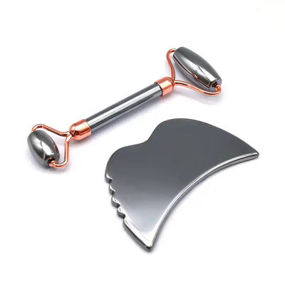 Huidverzorgingsmiddelen Energie Steen Guasha Massager voor Gezicht Ogen Nek Vinger 5,5 * 14 cm Zilveren Terahertz Gezicht Roller Gua Sha Set