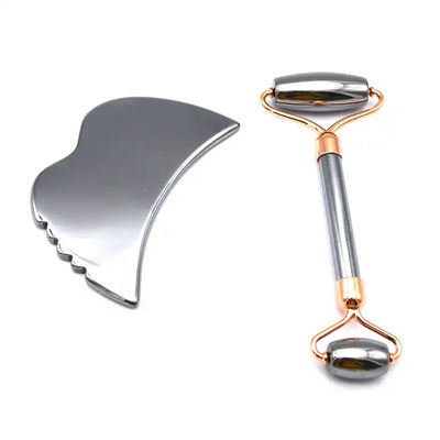 Huidverzorgingsmiddelen Energie Steen Guasha Massager voor Gezicht Ogen Nek Vinger 5,5 * 14 cm Zilveren Terahertz Gezicht Roller Gua Sha Set