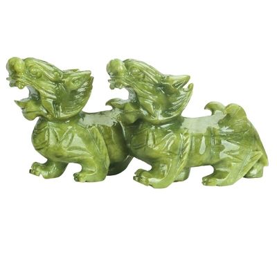 Regionaal kenmerk Paar van natuurlijke jade Pixiu Home Office Feng Shui Jade Carving Craft Jade Ornamenten Feng Shui Pixiu