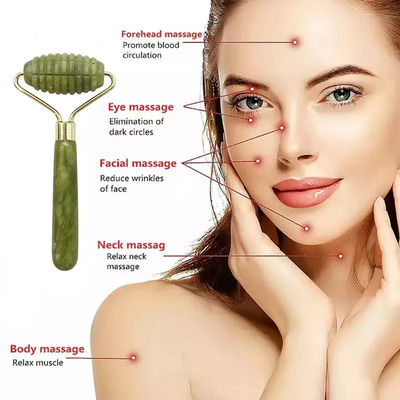Gezichtmassage met een enkel hoofd met spikes Jade Roller voor anti-aging Face Beauty met 100% natuurlijke Jade Stone en aangepast logo