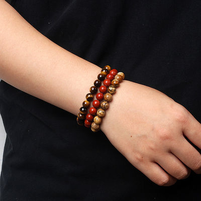 Natuurlijke Jade Perlen Armband Dames Amethist Kristal kwarts Aquamarijn Smaragd Juwelen Agate Elastische Armband Voor Mannen