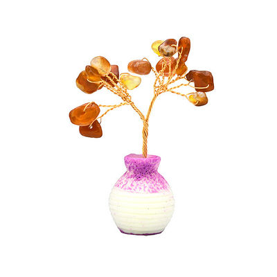 Kleurrijke edelstenen chips messing bedraad geluksboom met chakra helende stenen Verbeter uw huis decoraties en ornamenten