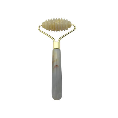 Klantenlogo 100% natuurlijk grijs Agate Roller Jadeite Crystal Beauty Container Massage Stick Gezichtszorgapparatuur