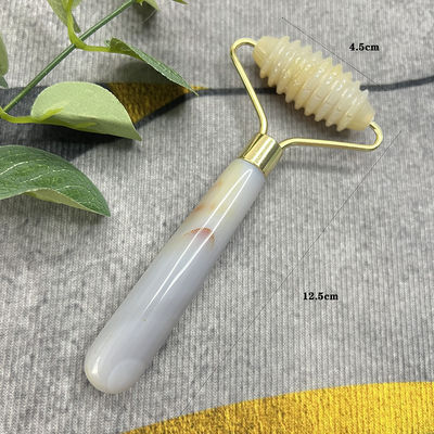 Klantenlogo 100% natuurlijk grijs Agate Roller Jadeite Crystal Beauty Container Massage Stick Gezichtszorgapparatuur