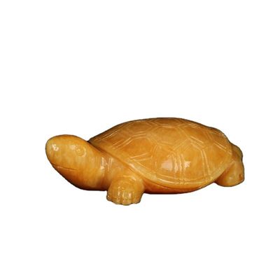 Feng Shui stijl gepolijst gele jade schildpad edelsteen houtsnijwerk bureau totem geluk charme