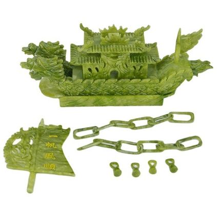 27cm natuurlijke Chinese Jade Dragon Boat Craft Voor decoratie OEM ODM Acceptatie