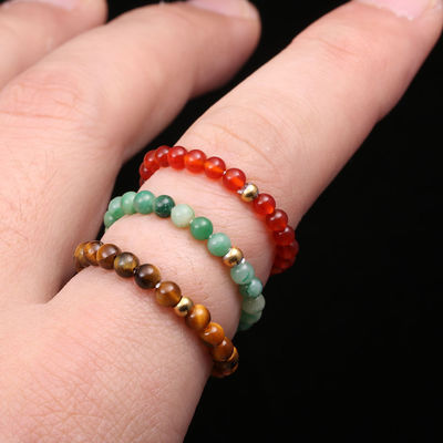Andere natuurlijke energie kristalsteen 3mm mini kralen ringen voor vrouw chakra healing handgemaakte boheemse sieraden trouwring cadeau