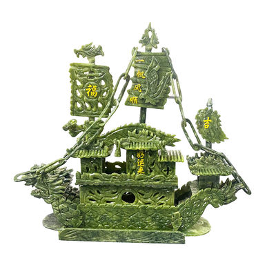 27cm natuurlijke Chinese Jade Dragon Boat Craft Voor decoratie OEM ODM Acceptatie