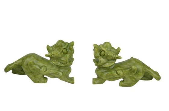 Groene ambachten Feng Shui Huisdecoraties Natuurlijke jade Gepolijste Pixiu ornamenten Paar van 2 met en Printmethode Andere