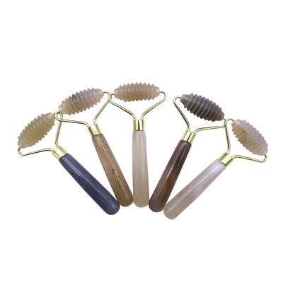 Massagehamer Grijzige Agate Spiked Jade Roller voor natuurlijke anti-aging gezichtsmassage Therapie Oogtas Anti-aging massagetools
