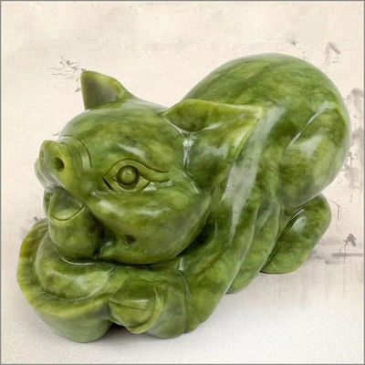 Gelukkige Jade Feng Shui Varken Natuurlijke Snijwerk Varkensbeeld Dieren voor harmonie en evenwicht