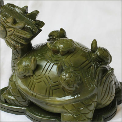 Regionaal kenmerk Groene jade steen draak schildpad beeld met OEM ODM acceptatie