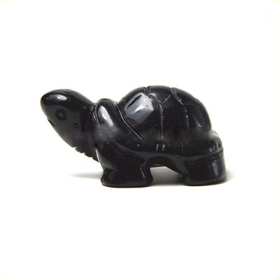 Edelsteen Zwart Obsidian Schildpad Hooggehouwen Steen Dier Voor Liefde Theme Decoraties