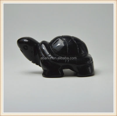 Edelsteen Zwart Obsidian Schildpad Hooggehouwen Steen Dier Voor Liefde Theme Decoraties