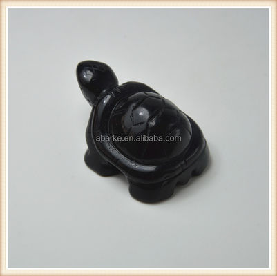 Edelsteen Zwart Obsidian Schildpad Hooggehouwen Steen Dier Voor Liefde Theme Decoraties