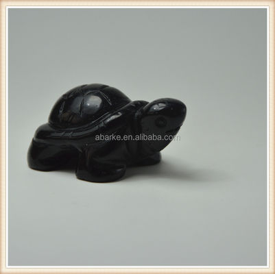 Edelsteen Zwart Obsidian Schildpad Hooggehouwen Steen Dier Voor Liefde Theme Decoraties