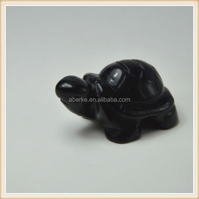 Edelsteen Zwart Obsidian Schildpad Hooggehouwen Steen Dier Voor Liefde Theme Decoraties
