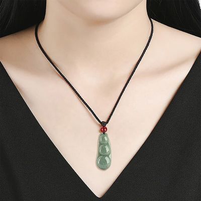 Regionaal kenmerk Natuurlijke groene jade hanger voor vrouwen Vier seizoenen bonen brengen geluk welvaart en liefde