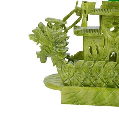 Handgemaakte 28cm Chinese geluk decoratie Jade steen Craft Dragon Boats voor ornament / cadeau