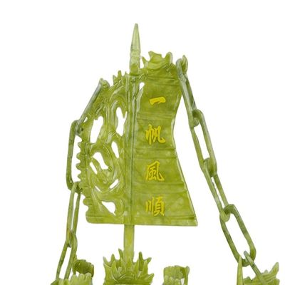 Handgemaakte 28cm Chinese geluk decoratie Jade steen Craft Dragon Boats voor ornament / cadeau