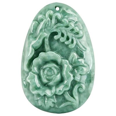Jadeit Pioen Bloem Magpie Hanger Jade Sweater Ketting Verbazingwekkende kunst Verzamelstuk Voor mannen en vrouwen
