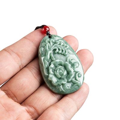 Jadeit Pioen Bloem Magpie Hanger Jade Sweater Ketting Verbazingwekkende kunst Verzamelstuk Voor mannen en vrouwen