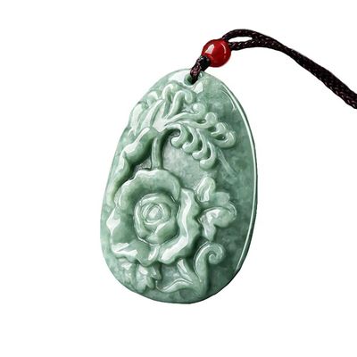 Jadeit Pioen Bloem Magpie Hanger Jade Sweater Ketting Verbazingwekkende kunst Verzamelstuk Voor mannen en vrouwen