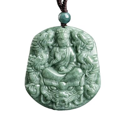 Gesneden natuurlijke jade negen draken guan yin hanger halsketting een unieke toevoeging aan uw juwelen collectie