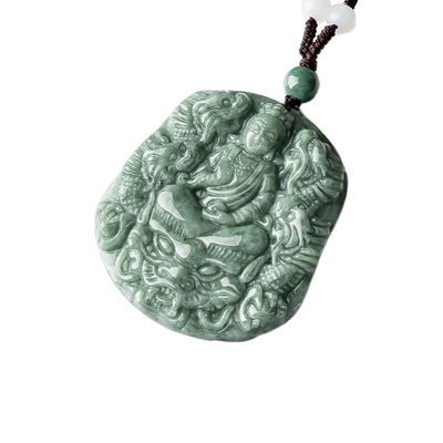 Gesneden natuurlijke jade negen draken guan yin hanger halsketting een unieke toevoeging aan uw juwelen collectie