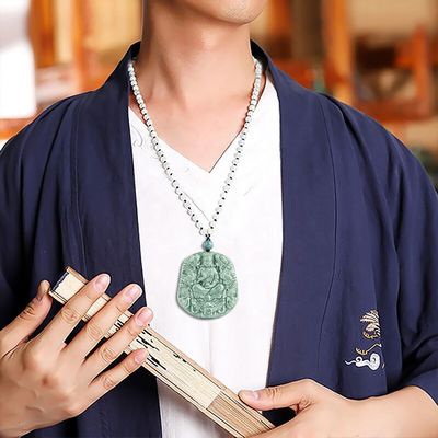 Gesneden natuurlijke jade negen draken guan yin hanger halsketting een unieke toevoeging aan uw juwelen collectie