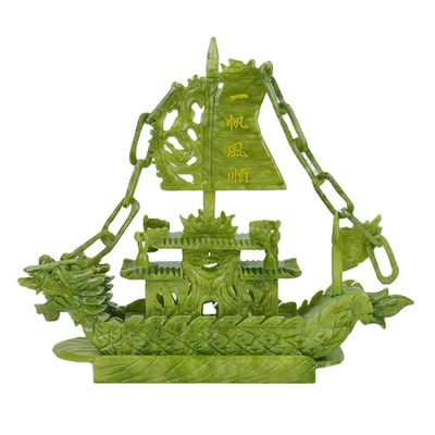 Regionaal kenmerk Fengshui boot Chinese jade gesneden drakenboot ambachten techniek gesneden
