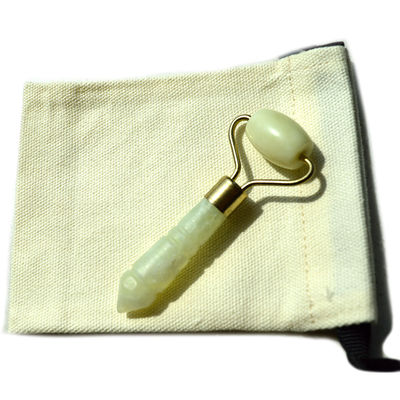 Zilveren Mini Jade Stone Gezichtsroller voor Ogen en Gezicht Anti-Aging Massage Natuurlijke Groene Jade Roller Gezichtsmassage 110 * 55mm