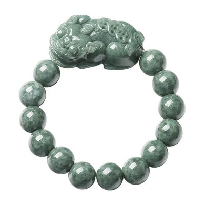 Gekerfde jadeit armband Olie Groen Pixiu Mannen En Vrouwen Charme Armbanden Accessoires Verjaardag Geschenk Ring 13mm Kralen Diameter