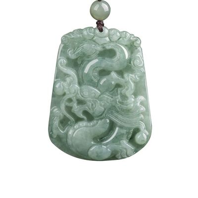 Unieke design hanger halsketting met Chinese traditionele handgemaakte Jade Vliegende Lucky Dragon Jadeite