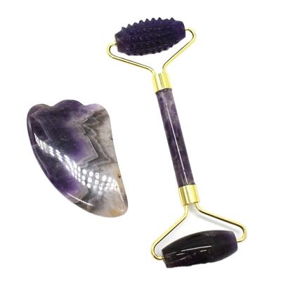 Gezichts- en lichaamsmassage Guasha Beauty Tool Trending Product 2024 Natuurlijk Amethyst Jade Gezichtsroller Gua Sha Massager