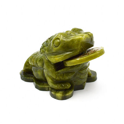 Rijkdom aantrekkelijke groene jade paddenhouwen voor financieel succes in Fengshui