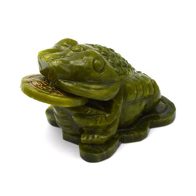 Rijkdom aantrekkelijke groene jade paddenhouwen voor financieel succes in Fengshui