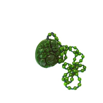 Feng Shui-stijl Regionaal kenmerk Natuurlijk groen Grote Jade Gelukkige Boeddha hanger Halsketting met kettingen