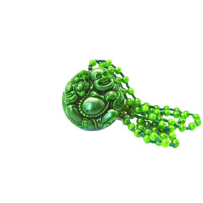 Feng Shui-stijl Regionaal kenmerk Natuurlijk groen Grote Jade Gelukkige Boeddha hanger Halsketting met kettingen