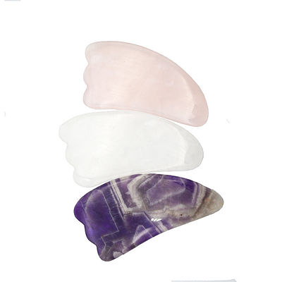 9.5*5.5cm Natuursteen Gua Sha Gereedschap Roos kwarts/Amethist/Witte Jade Massage Gereedschap voor lichaamsmassage