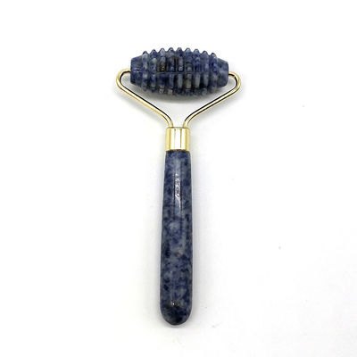 Blue Point Jasper Geruisloze gezichtsrol massager Natuur Jade Rol Massager 128 * 58mm Functie Face Up Massager Natuur