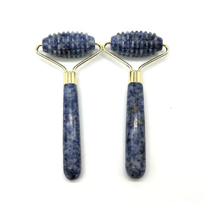 Blue Point Jasper Geruisloze gezichtsrol massager Natuur Jade Rol Massager 128 * 58mm Functie Face Up Massager Natuur